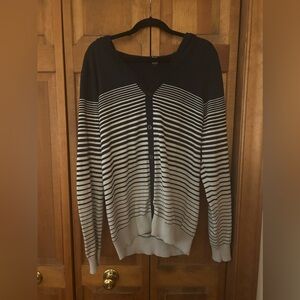 One One Seven Men’s Sz XL Preppy Collegiate Cotton Blue Striped Sweater W/ Hood